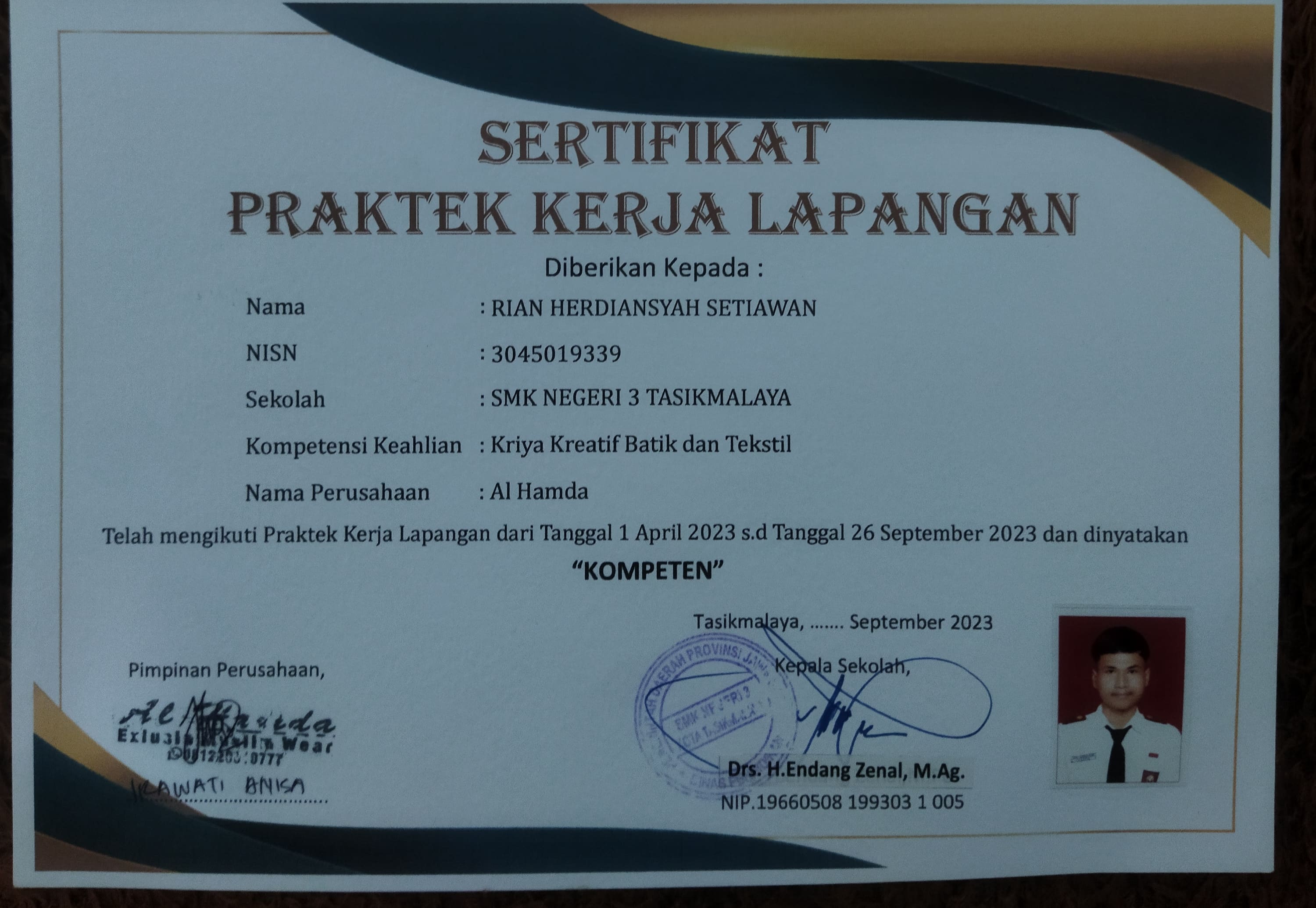 Sertifikat PKL